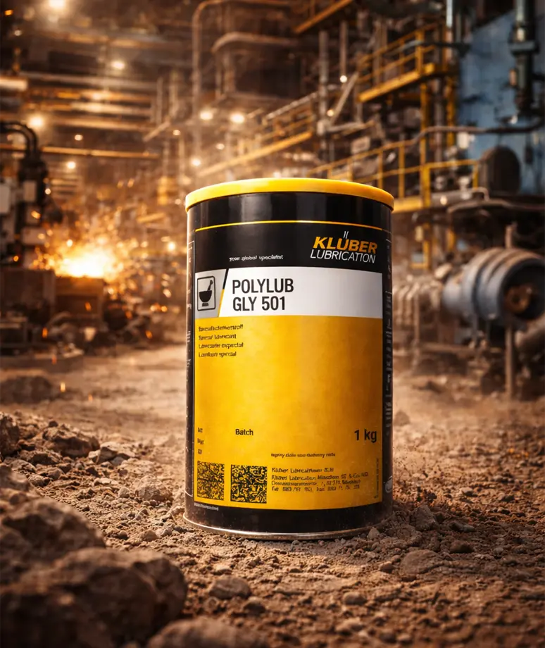 Barril de lubricante especializado Klüber Lubrication in situ en planta de fabricación de precisión